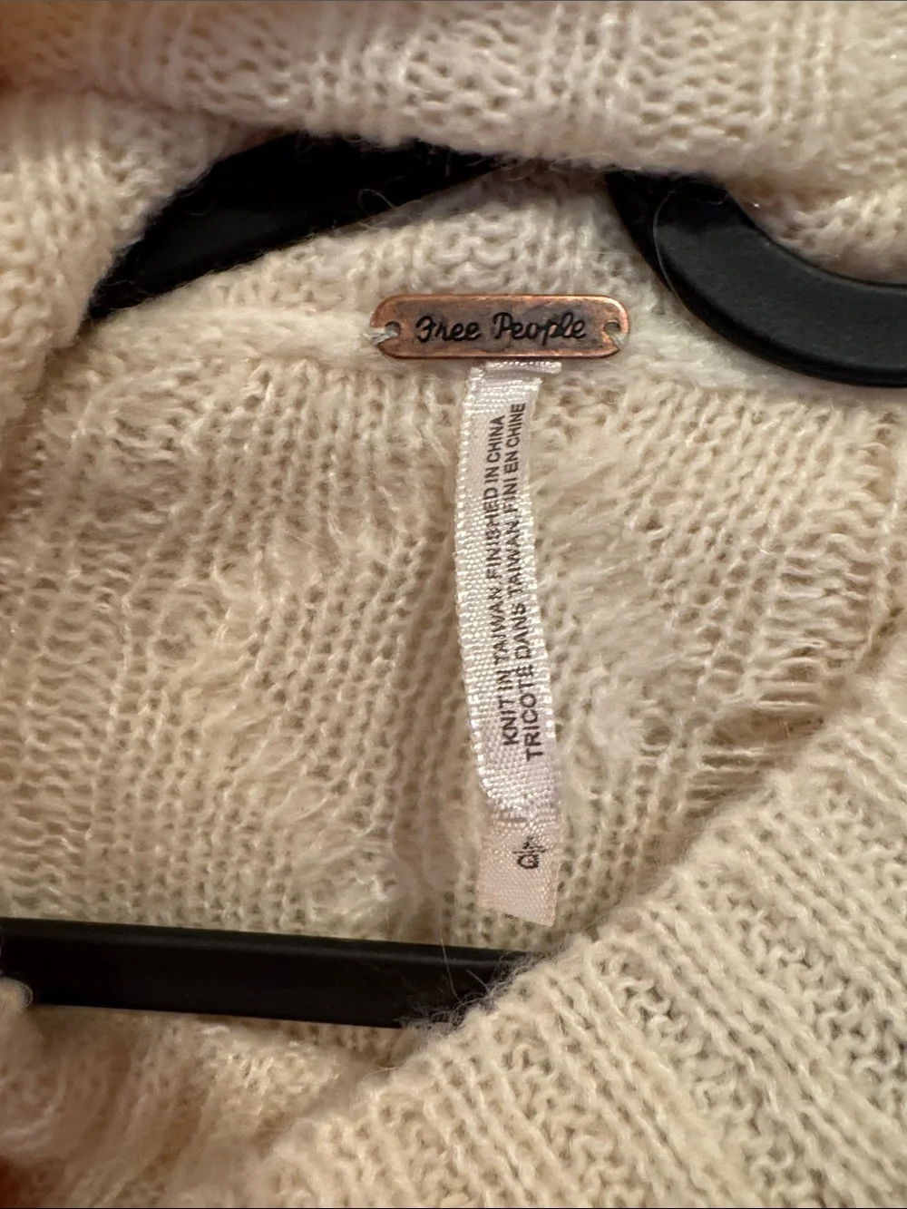 Free People EUC Cozy Cable Knit Cowl Neck Sweater - Cream